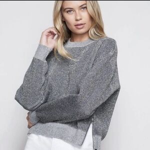 Good American Shimmery Sweater With Zippers  NWT 0069